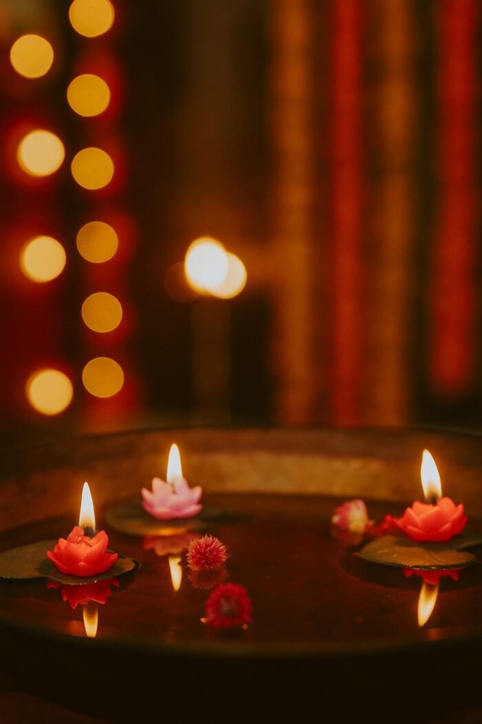 Divine Glow of Lotus – Exclusive Floating T-Light Set of 5 (Luxury Diwali Edition) - Image 9