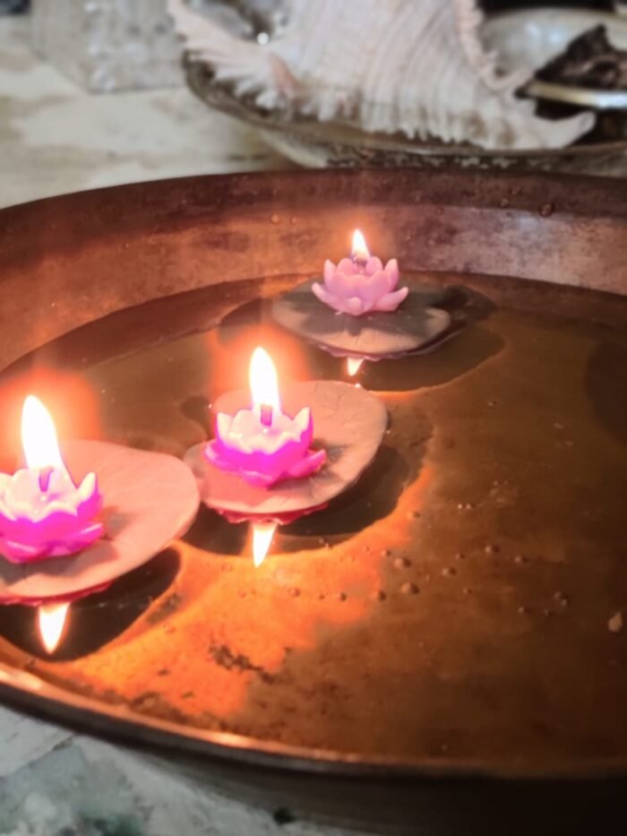 Divine Glow of Lotus – Exclusive Floating T-Light Set of 5 (Luxury Diwali Edition) - Image 3