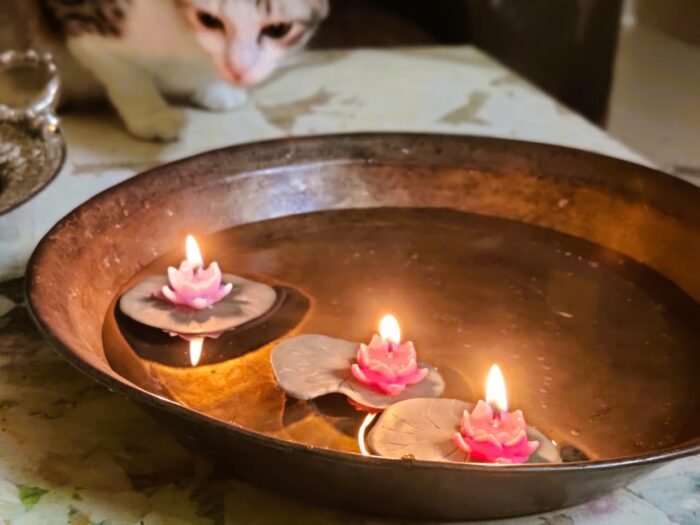 Divine Glow of Lotus – Exclusive Floating T-Light Set of 5 (Luxury Diwali Edition) - Image 2