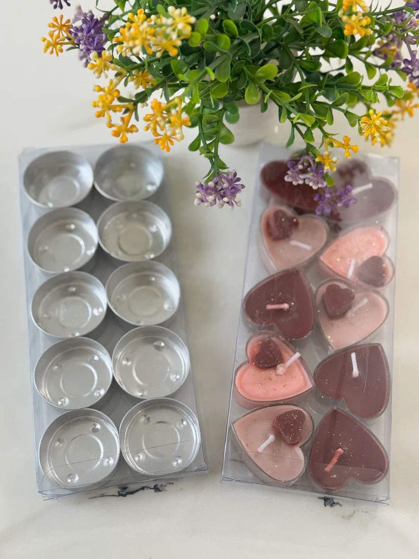 Buy Empty PVC Tealight Box | 78x17x185 MM | Kaju Katli Box | Daisy Candle Box | Heart PVC Tealight Box |