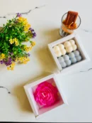 White 4 in 1 cavity box | White Peony Box | 4 Cavities | 4 in 1 Ladoo Box| 3.8x3.8x1.4 inch