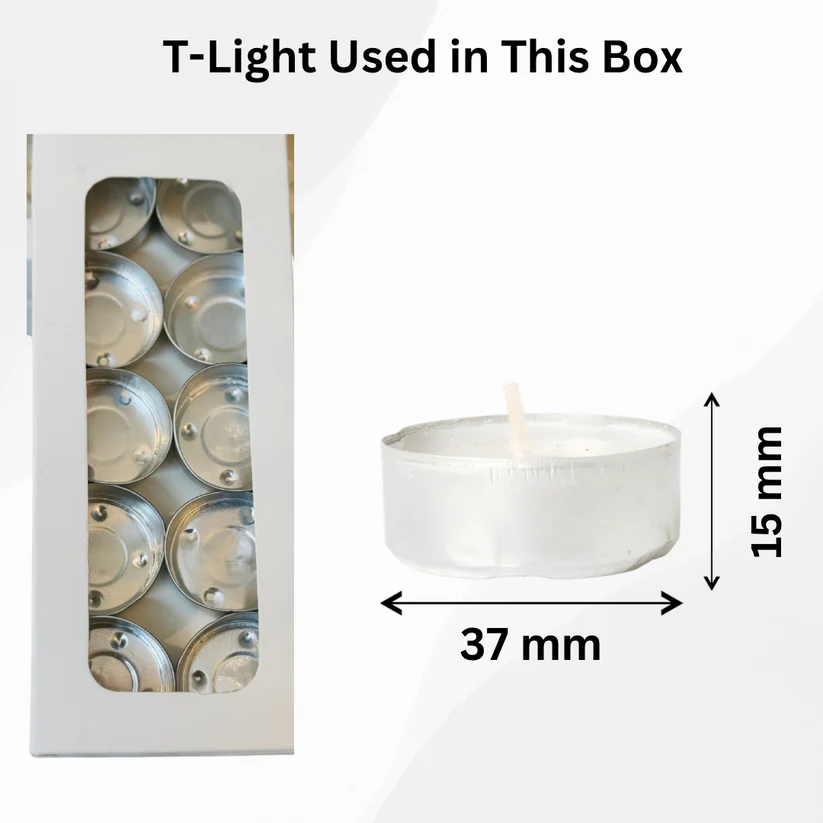 White Tealight Paper Box | T-light paper box | 180x87x18 MM | Kaju Katli Box | Daisy Candle Box - Image 2